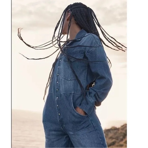 NEW! We The Free xCare Townes High Noon Denim Long Sleeve Pants Jumpsuit  Small - Picture 3 of 10